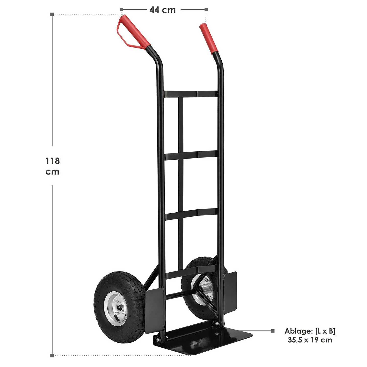 Sackkarre Basic in schwarz mit roten Griffen klappbar - Image 10